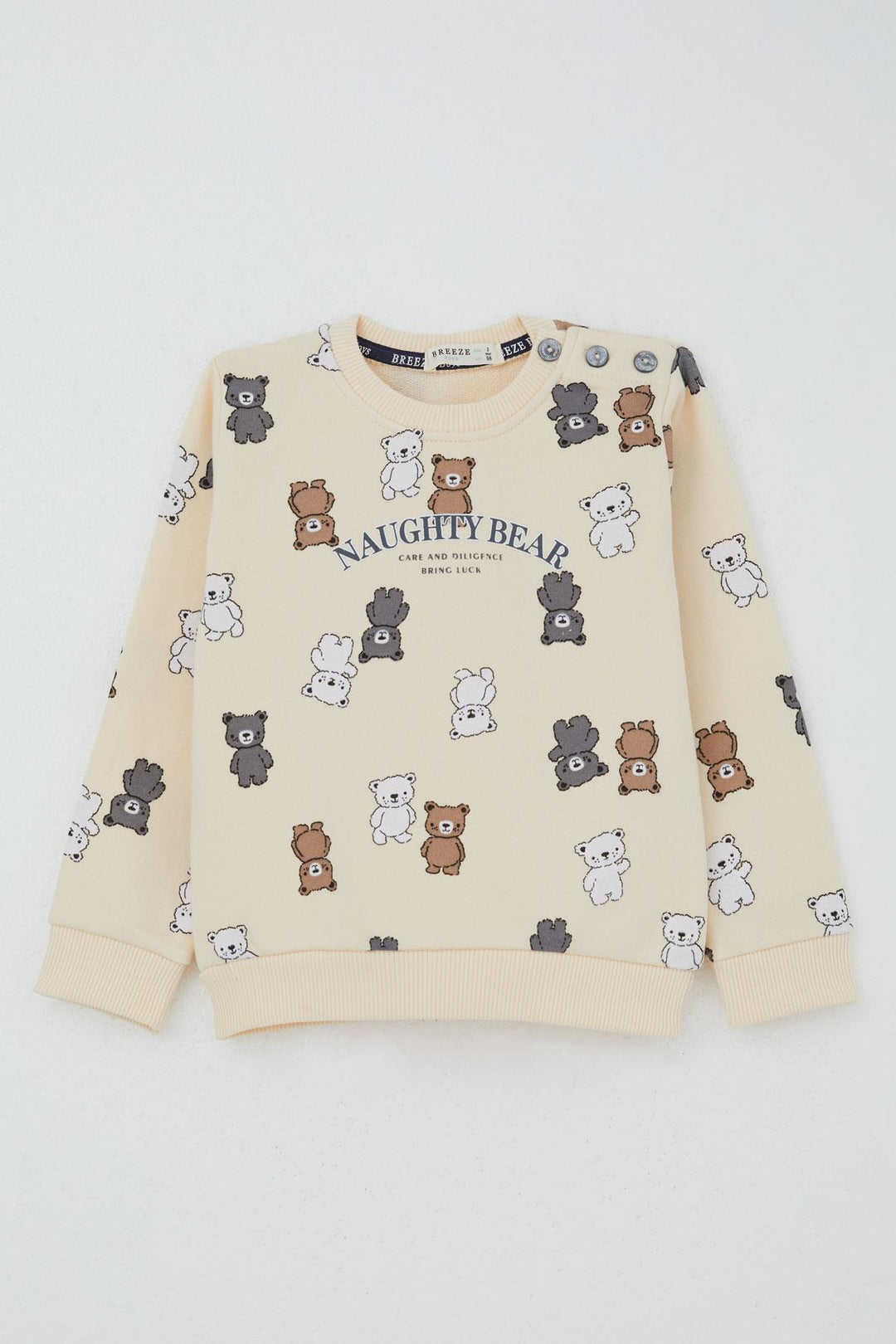 BRE Breeze Boys' Sweat Suit Cute Bear Patterned 1-4 Years, Cream - Villach
