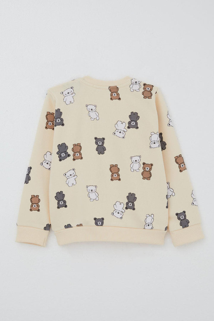 BRE Breeze Boys' Sweat Suit Cute Bear Patterned 1-4 Years, Cream - Villach