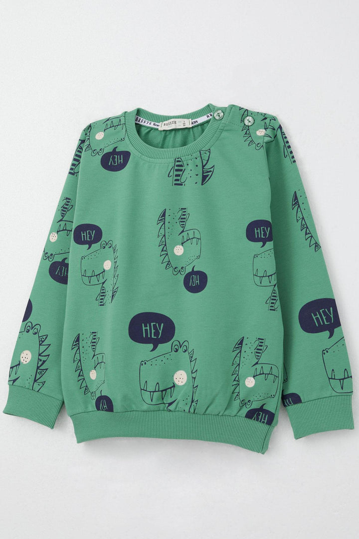 BRE Breeze Boys' Sweat Suit Cute Dinosaur Patterned 1.5-5 Years, Mint Green - Bad Oeynhausen