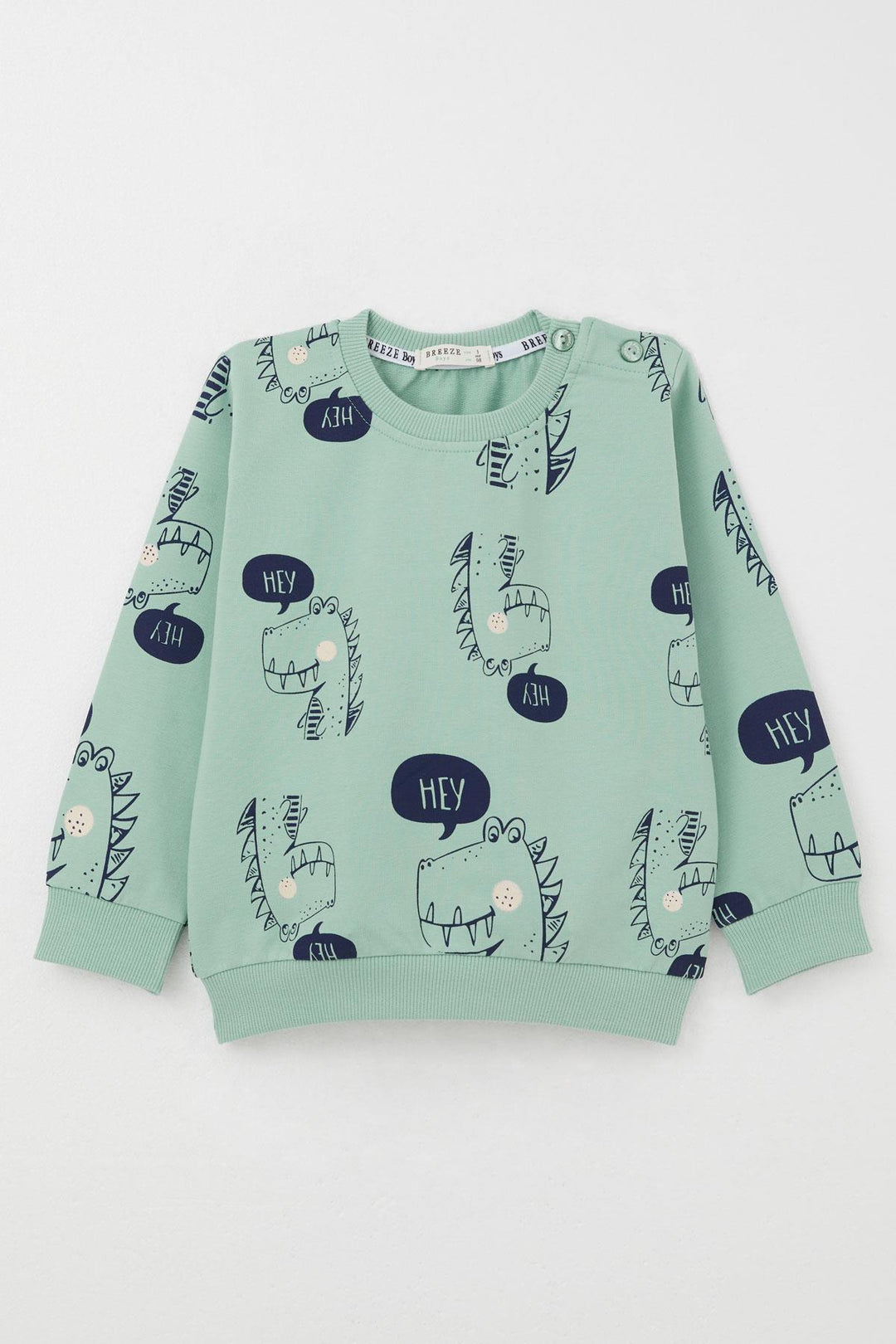 BRE Breeze Boys' Tracksuit Cute Dinosaur Patterned 1.5-5 Years, Aqua Green - Torremolinos