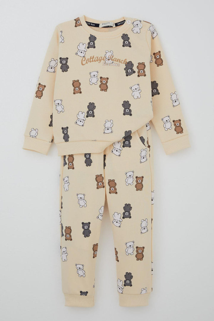 BRE Breeze Boys' Tracksuit with Cute Bear Pattern, 1-4 Years, Cream - Albano Laziale