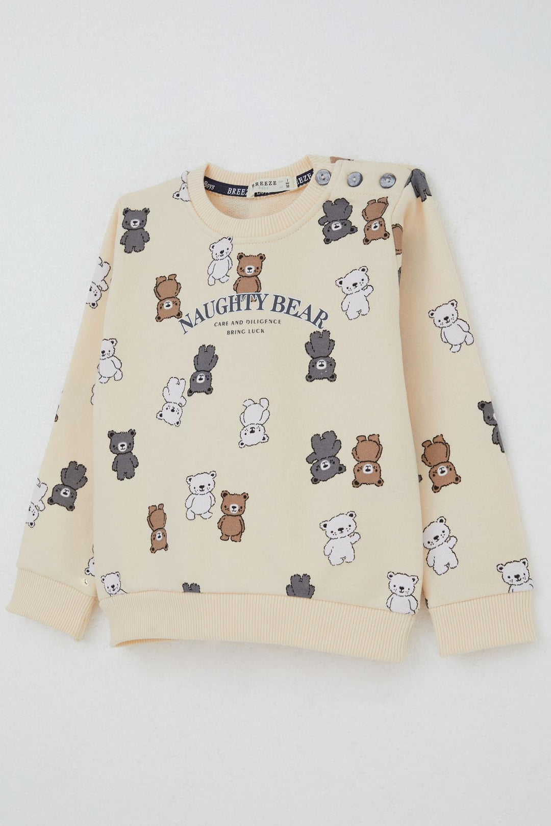 BRE Breeze Boys' Sweat Suit Cute Bear Patterned 1-4 Years, Cream - Villach