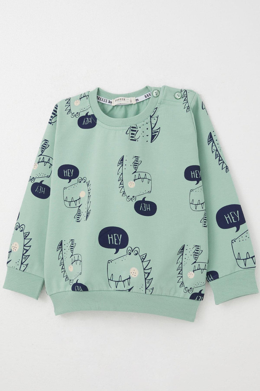 BRE Breeze Boys' Tracksuit Cute Dinosaur Patterned 1.5-5 Years, Aqua Green - Torremolinos