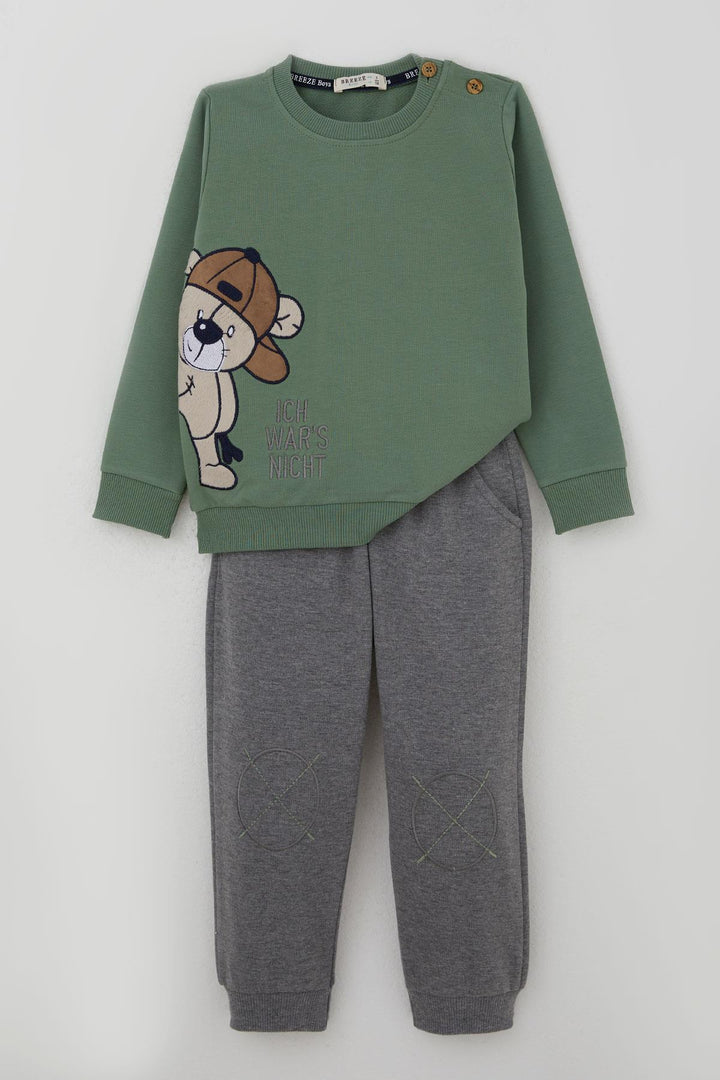 BRE Breeze Erkek Çocuk Eşofman Takımı Sevimli Ayıcık Nakışlı 1-4 Yaş, Haki Yeşil - Tottenham