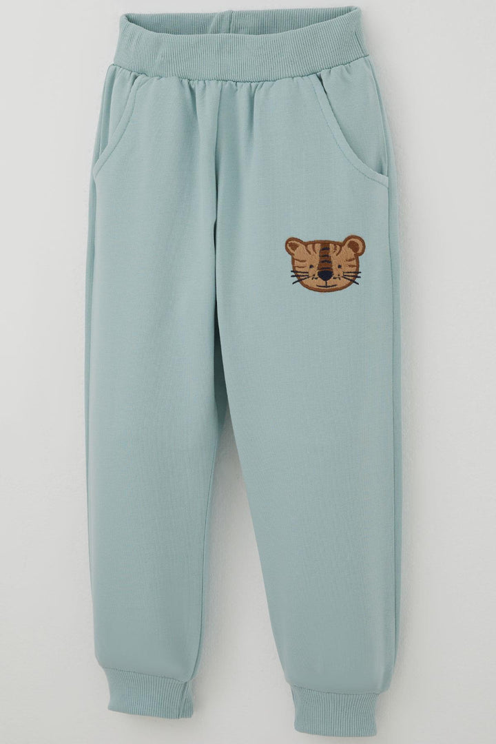 BRE Breeze Erkek Çocuk Eşofman Takımı Sevimli Kaplan Nakışlı 1-4 Yaş, Su Yeşili - Hialeah