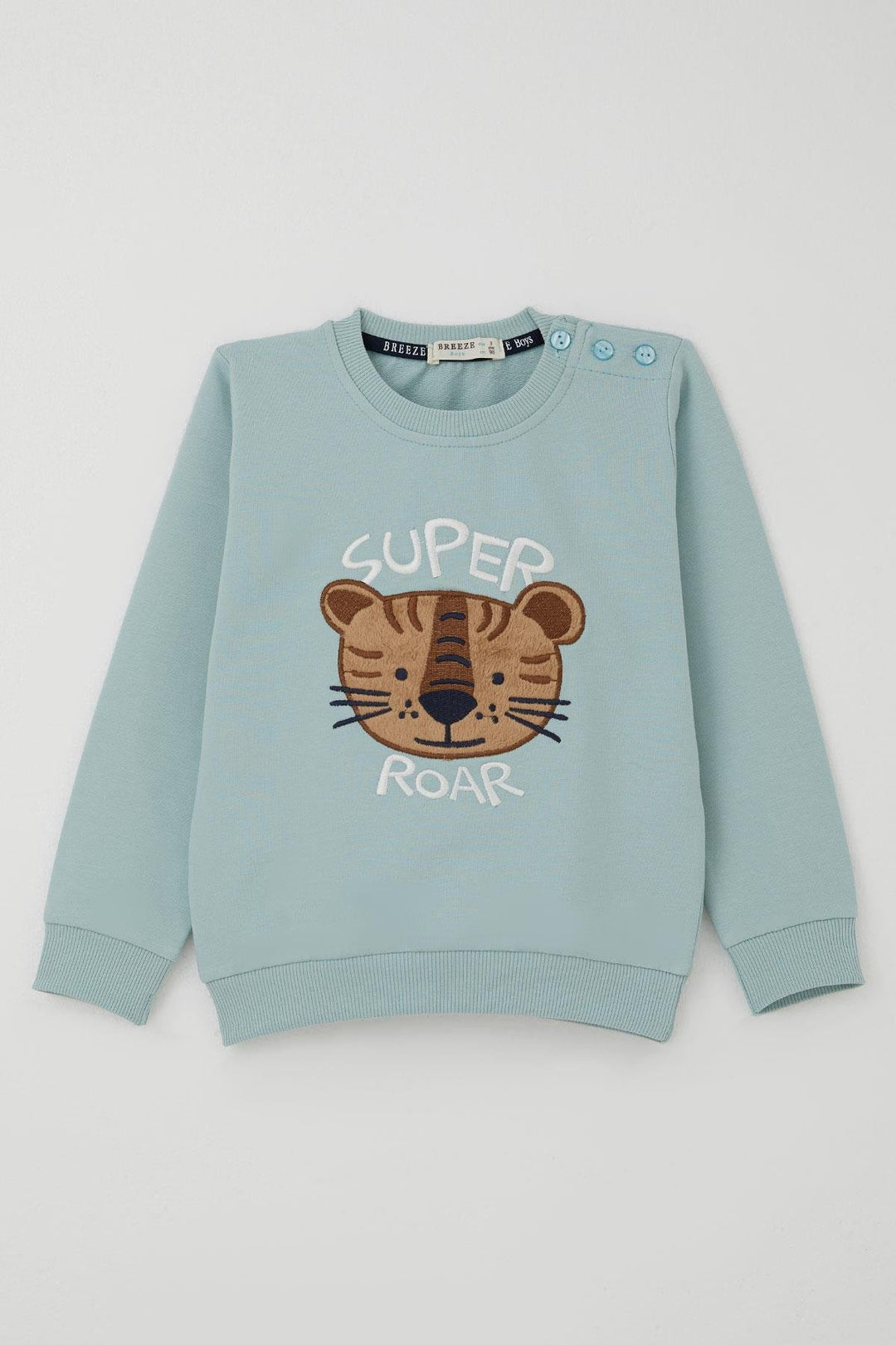 BRE Breeze Erkek Çocuk Eşofman Takımı Sevimli Kaplan Nakışlı 1-4 Yaş, Su Yeşili - Hialeah