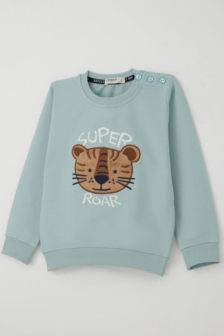 BRE Breeze Erkek Çocuk Eşofman Takımı Sevimli Kaplan Nakışlı 1-4 Yaş, Su Yeşili - Hialeah