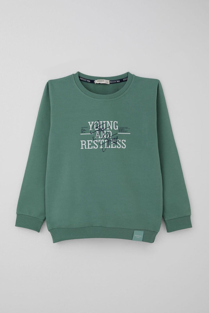 BRE Breeze Boys' Tracksuit with Printed Writing, 4-8 Years, Petrol Green - Matosinhos