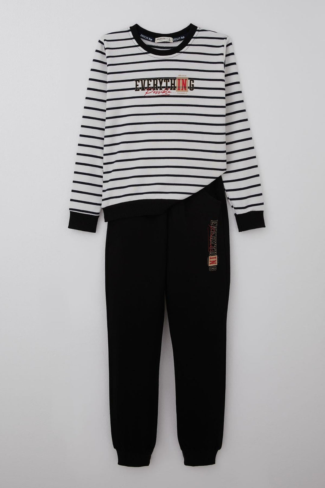 BRE Breeze Boys' Tracksuit with Printed Stripes 4-8 Years, White - Kendall West