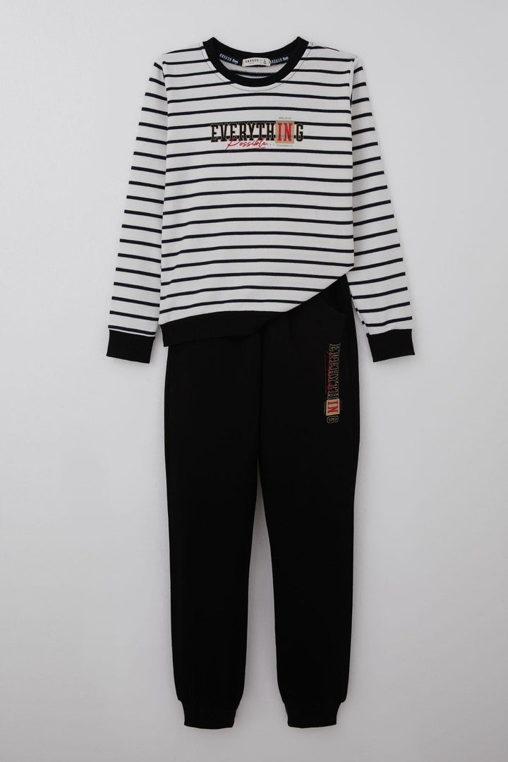 BRE Breeze Boys' Tracksuit with Printed Stripes 4-8 Years, White - Kendall West
