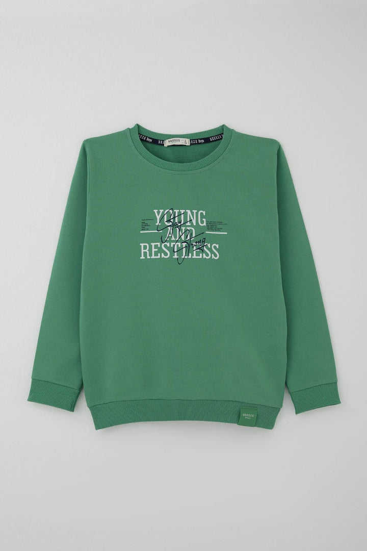 BRE Breeze Boys' Tracksuit with Printed Writing, 4-8 Years, Mint Green - Frosinone