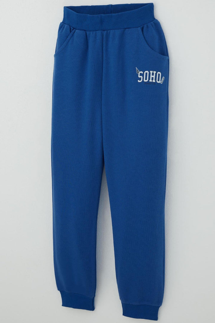 BRE Breeze Erkek Çocuk Eşofman Takımı Yazı Pantolonu Cepli 4-8 Yaş, Saks Mavisi - Brockton