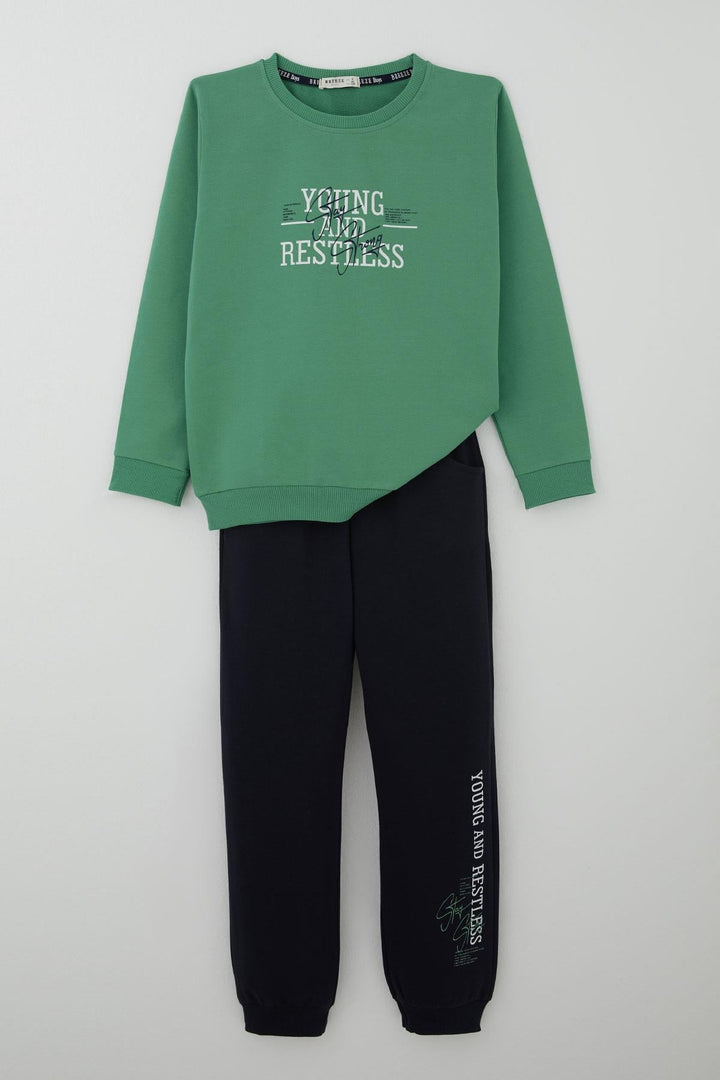 BRE Breeze Boys' Tracksuit with Printed Writing, 4-8 Years, Mint Green - Frosinone