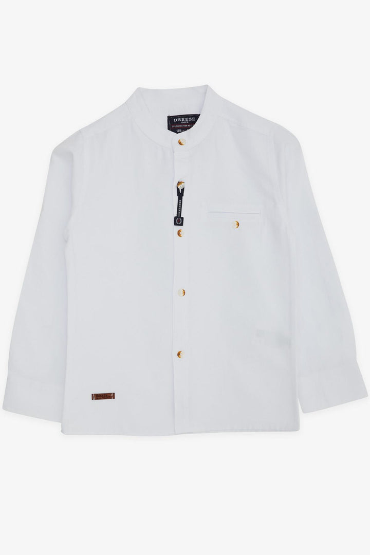 BRE Breeze Boys' Shirt with Emblem Buttoned 82 Years, White - Clarington