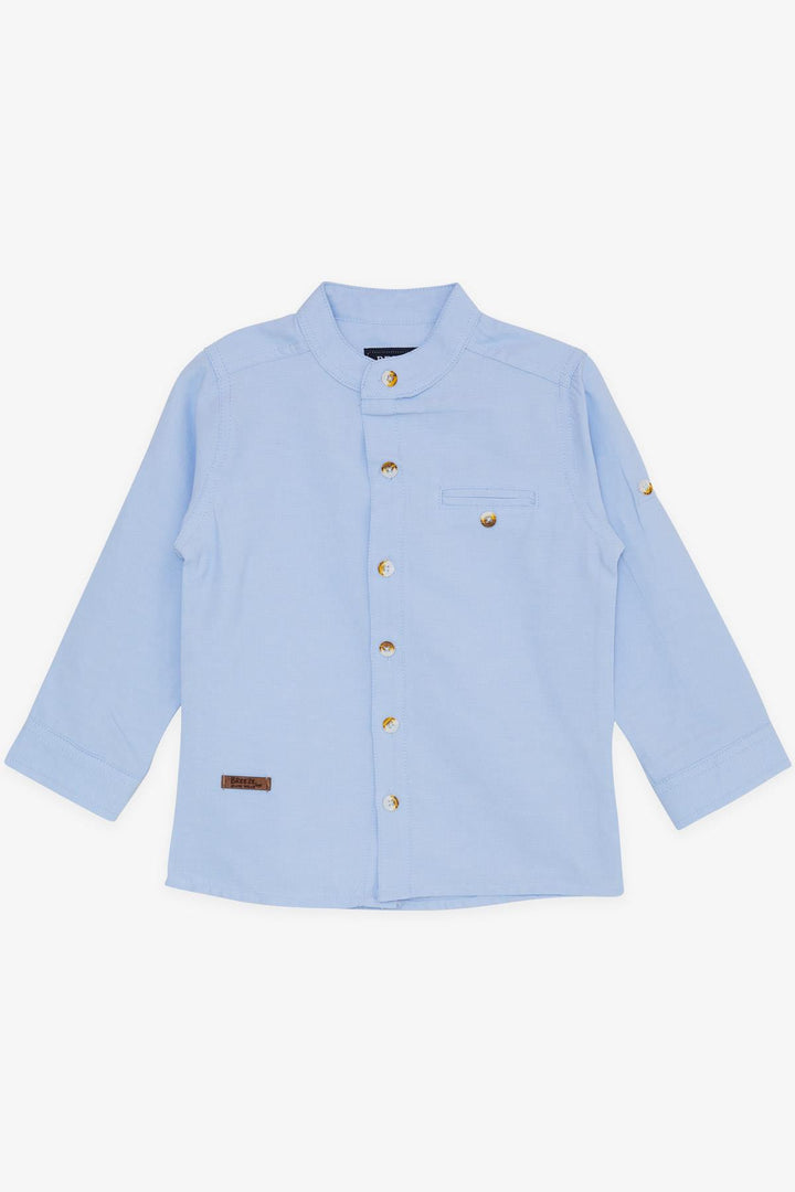 BRE Breeze Girls & Boys Boys Shirt with Crested Buttons, 3-7 Years, Light Blue - Foggia