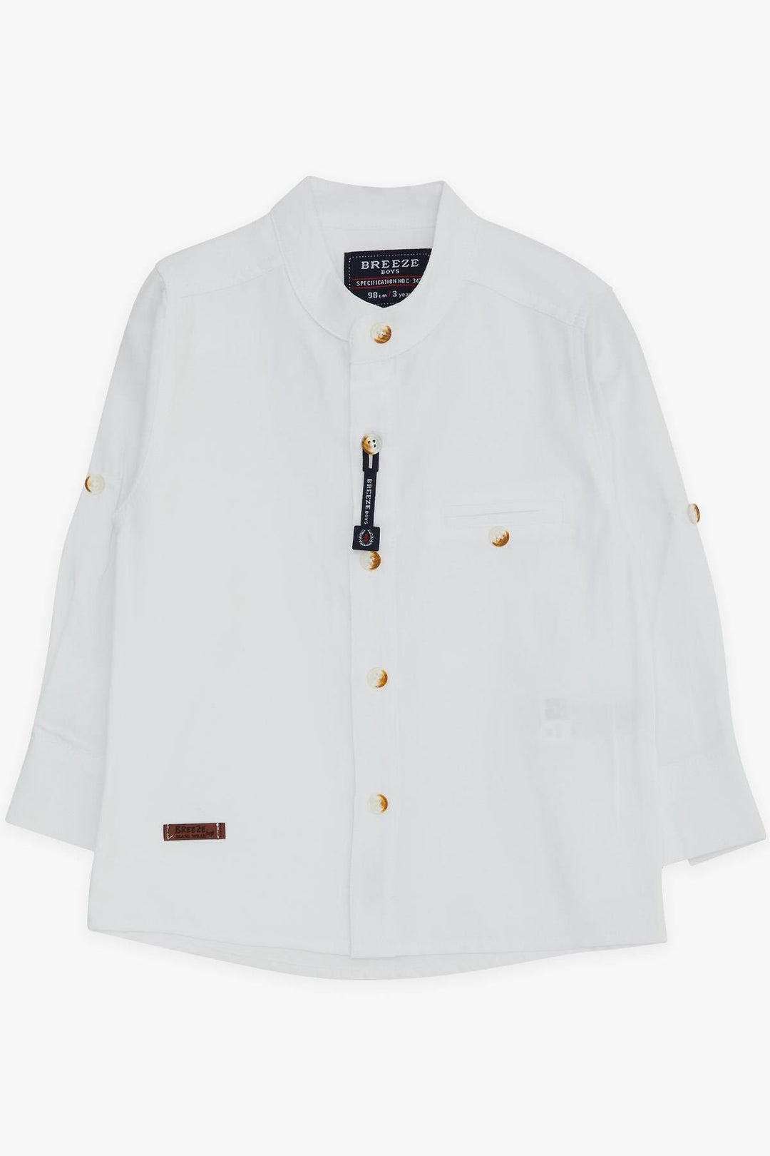BRE Breeze Boys' Shirt with Emblem Buttoned 3-7 Years, White - Ballarat