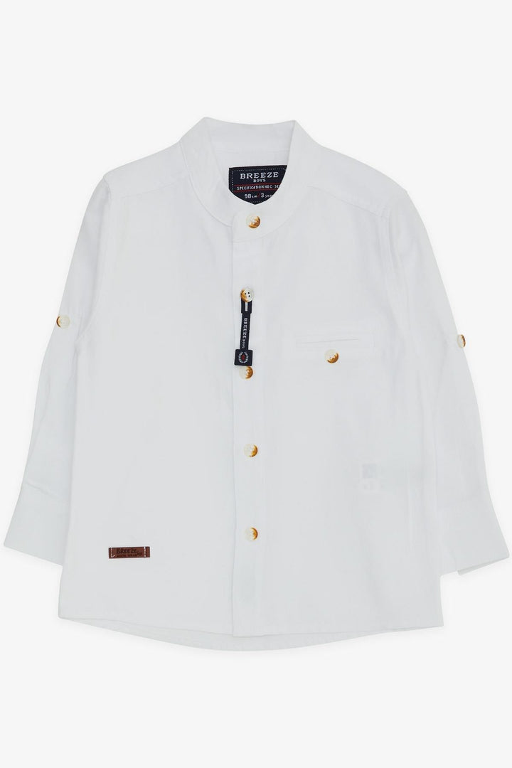 BRE Breeze Boys' Shirt with Emblem Buttoned 3-7 Years, White - Ballarat