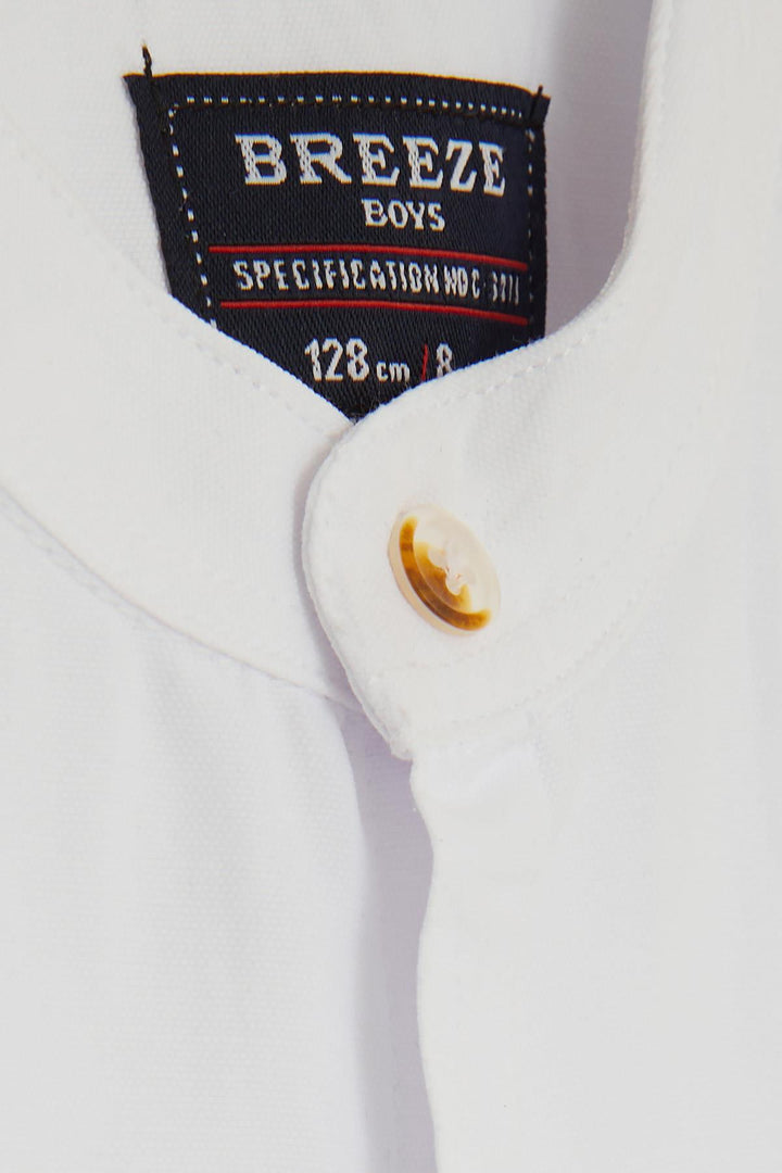 BRE Breeze Boys' Shirt with Emblem Buttoned 82 Years, White - Clarington