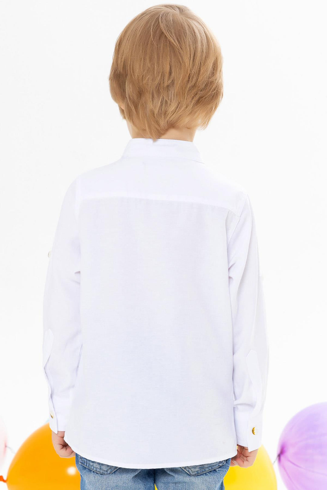 BRE Breeze Boys' Shirt with Emblem Buttoned 82 Years, White - Clarington