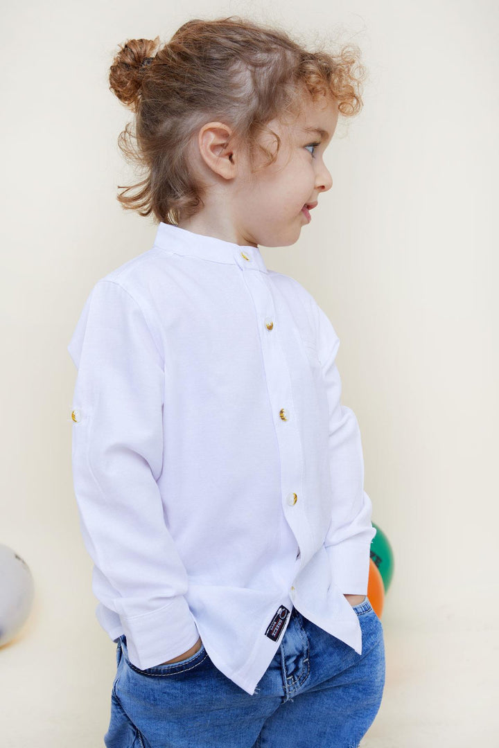 BRE Breeze Boys' Shirt with Emblem Buttoned 3-7 Years, White - Ballarat