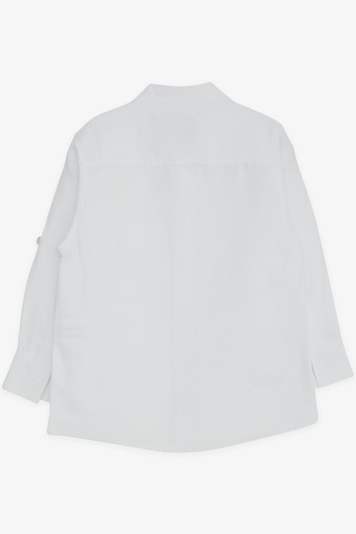 BRE Breeze Boys' Shirt with Emblem Buttoned 3-7 Years, White - Ballarat