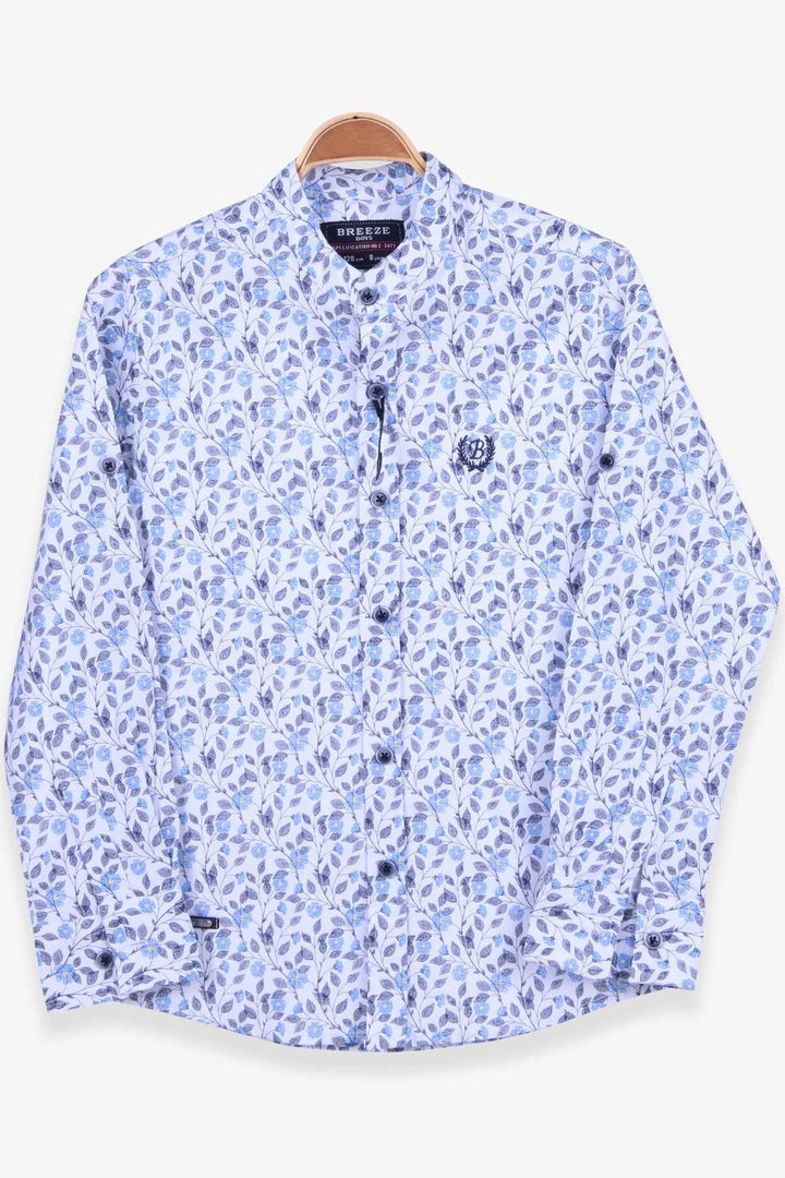 BRE Breeze Boys' Shirt with Flower Pattern, 84 Years, White - Wauwatosa