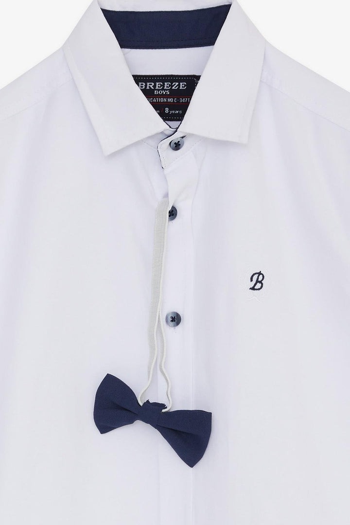 BRE Breeze Boys' Shirt with Bow Tie, 82 Years, White - Coalville