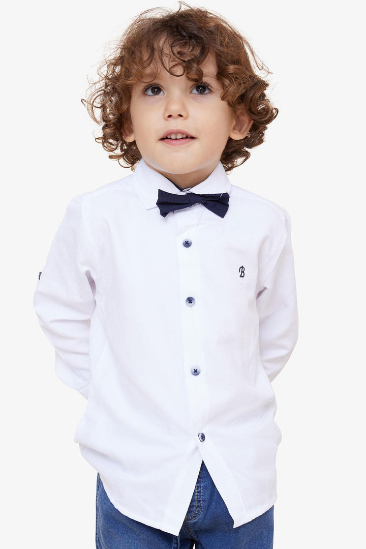 BRE Breeze Boys' Shirt with Bow Tie, 3-7 Years, White - Joué-lés-Tours