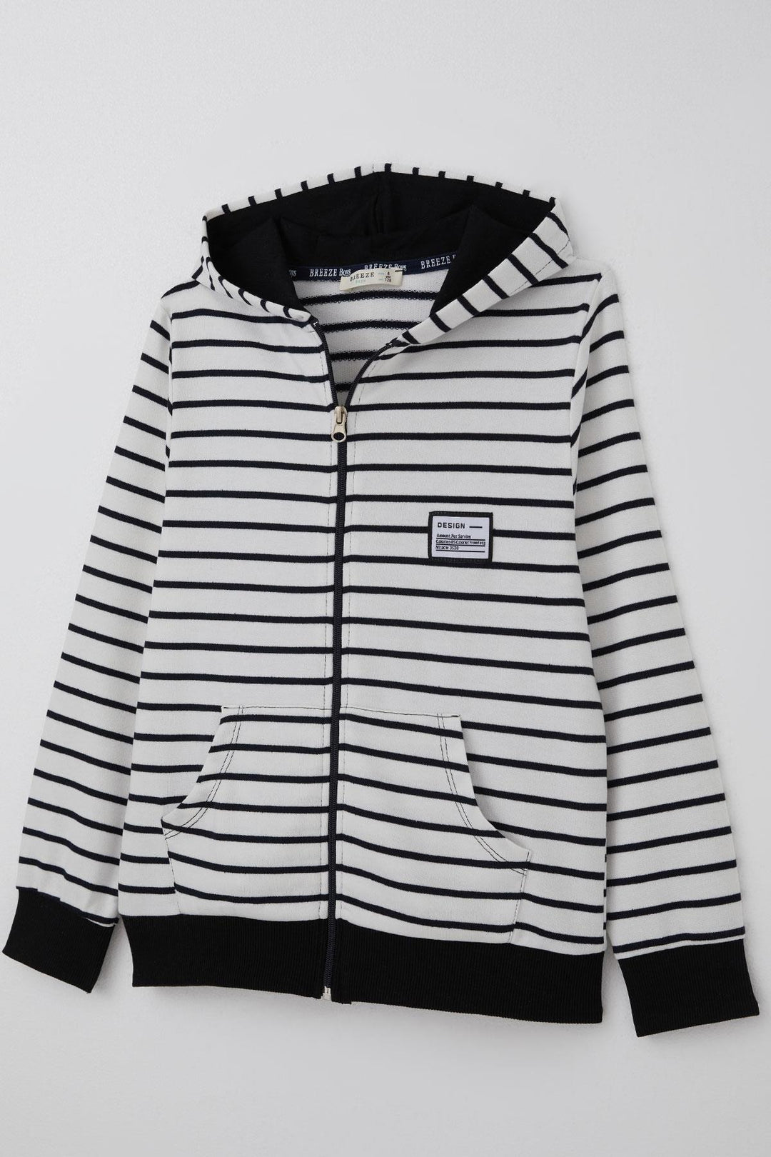 BRE Breeze Boys' Hoodie with Arm Detail Zippered Hood 4-8 Years, White - Ermezinde