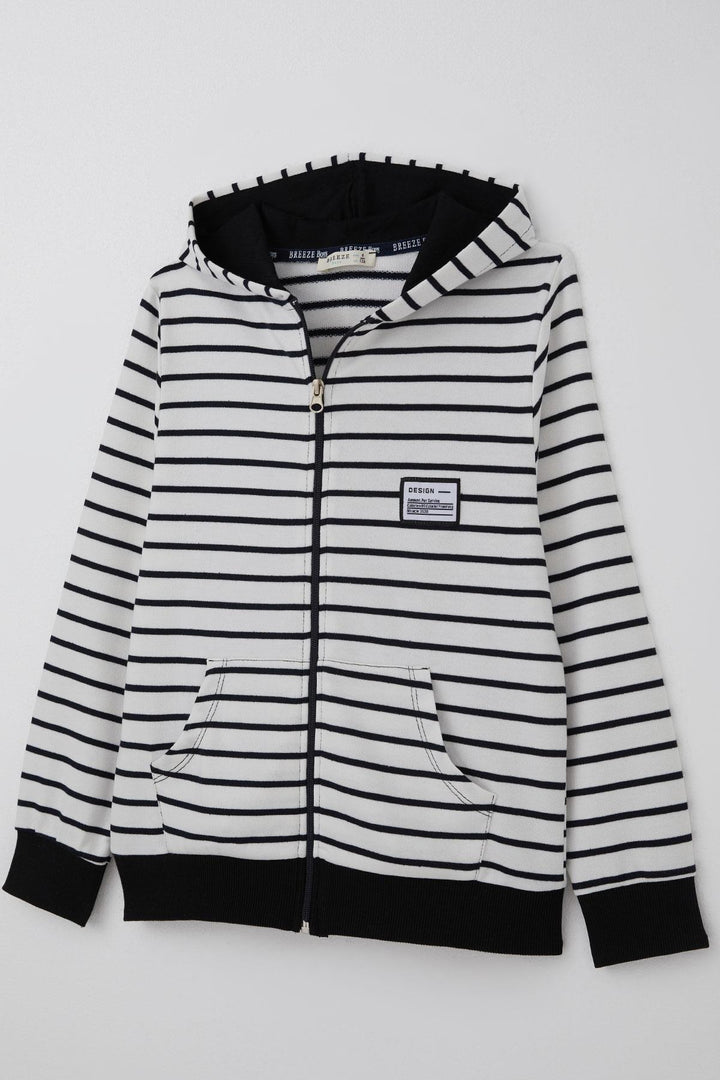 BRE Breeze Boys' Hoodie with Arm Detail Zippered Hood 4-8 Years, White - Ermezinde