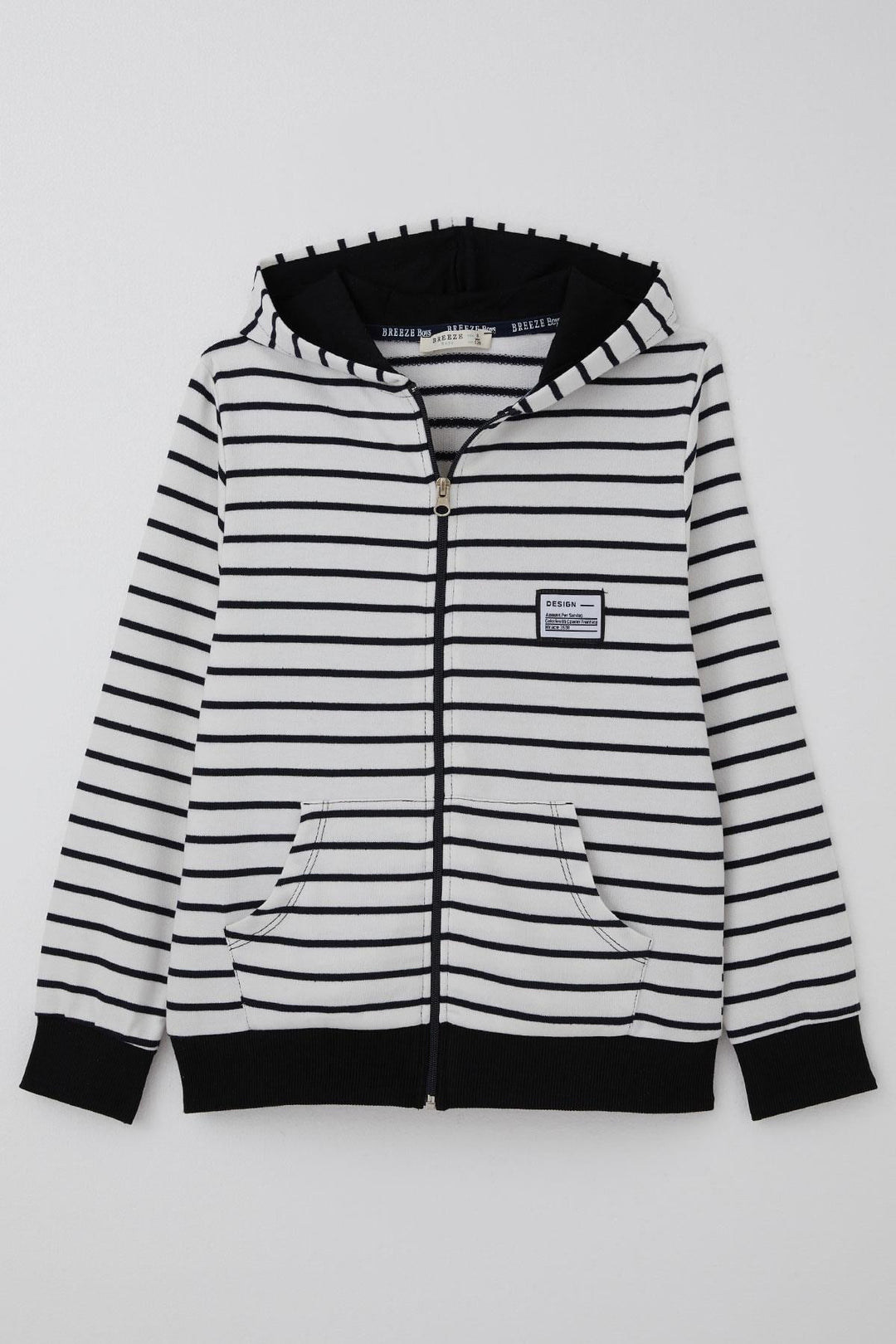 BRE Breeze Boys' Hoodie with Arm Detail Zippered Hood 4-8 Years, White - Ermezinde