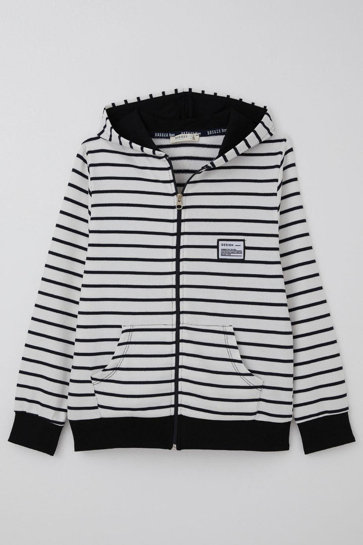 BRE Breeze Boys' Hoodie with Arm Detail Zippered Hood 4-8 Years, White - Ermezinde