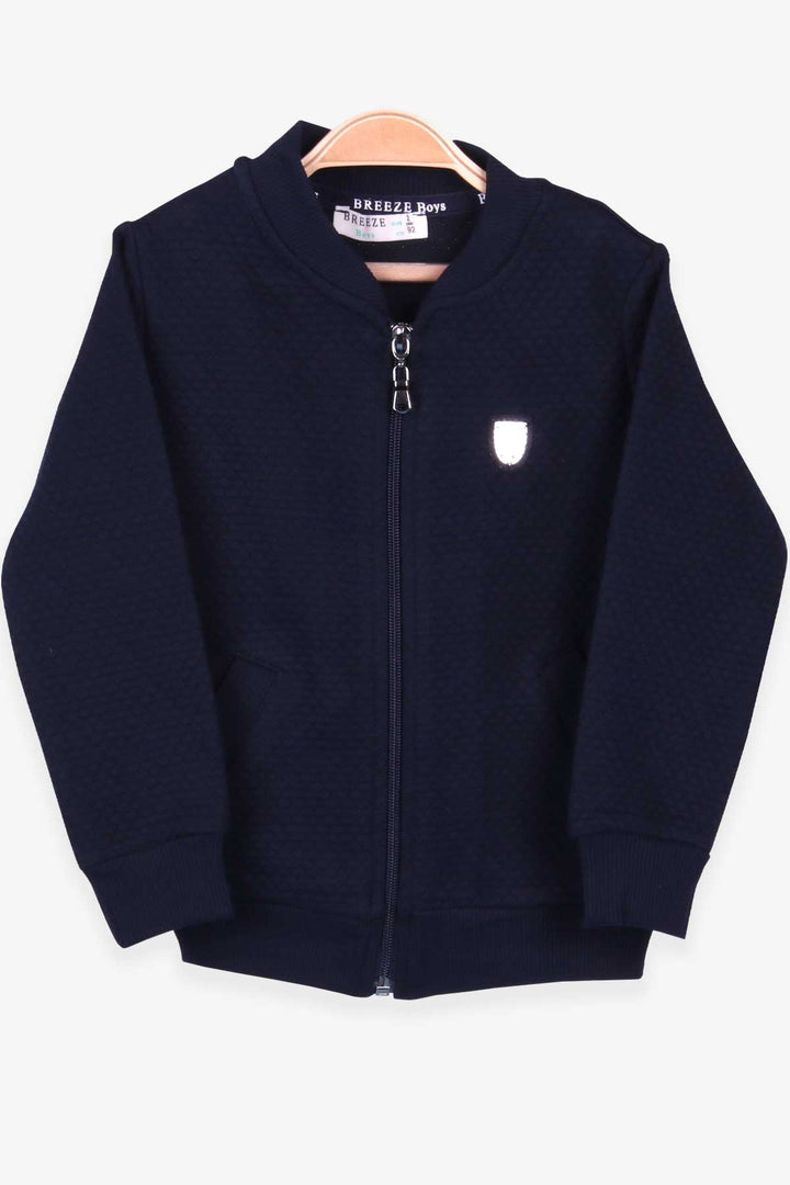 BRE Breeze Boys' Cardigan Basic Pocketed Armored 2-6 Years, Navy Blue - Rezé
