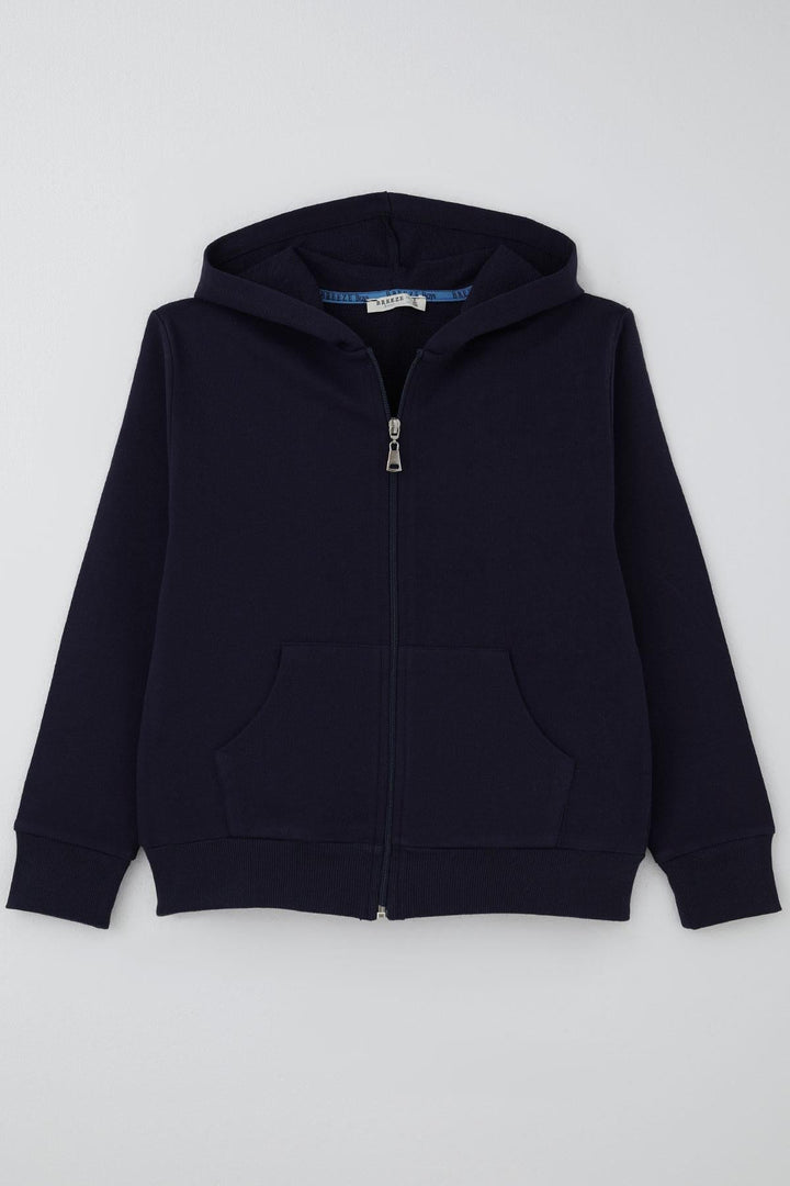 BRE Breeze Boys' Hooded Zippered Basic Cardigan 60 Years, Navy Blue - Bradford