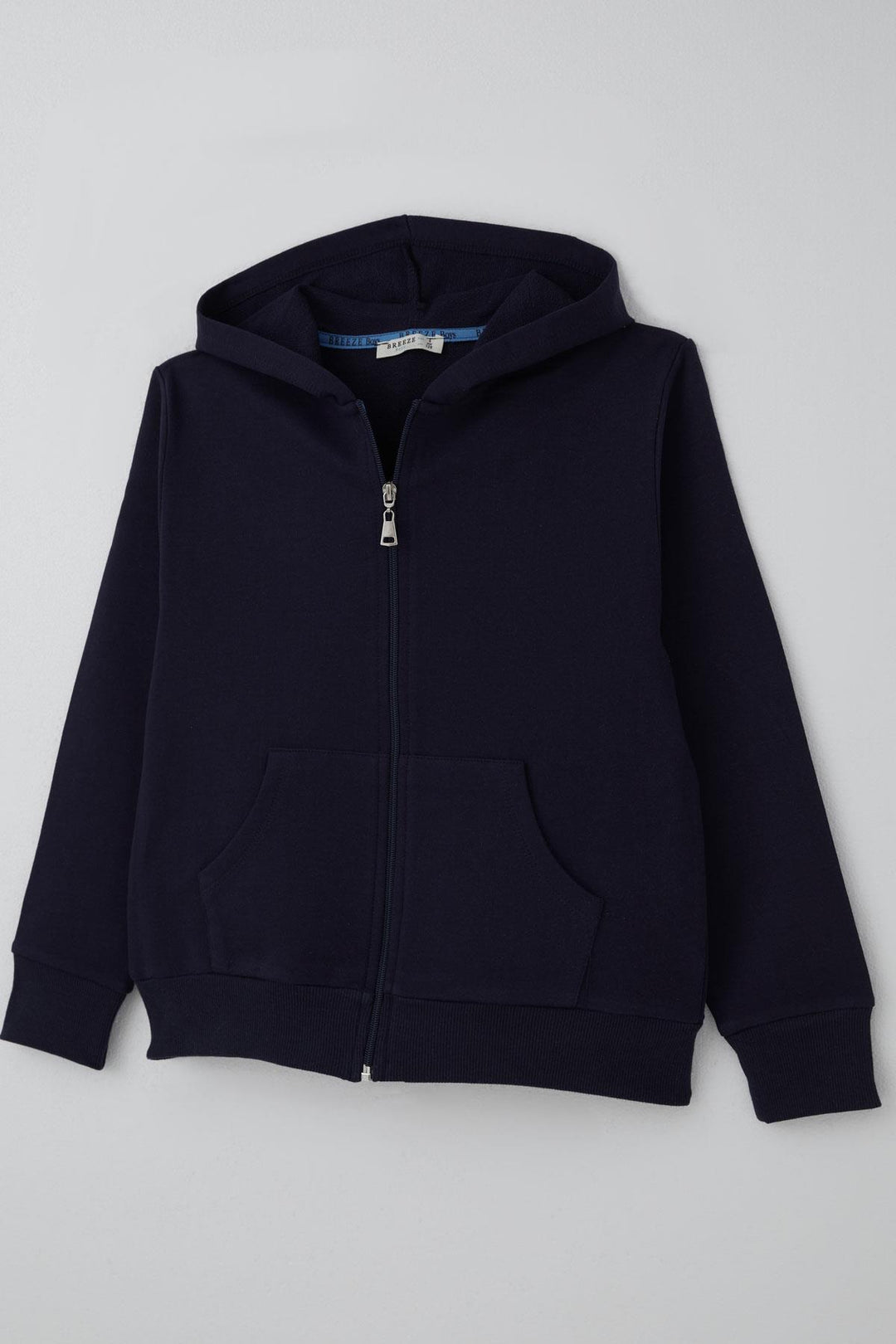 BRE Breeze Boys' Hooded Zippered Basic Cardigan 60 Years, Navy Blue - Bradford