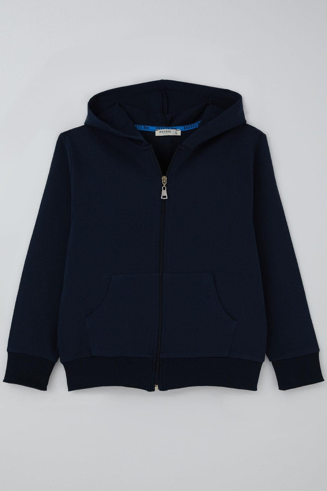 BRE Breeze Boys' Cardigan Basic Hooded Zipper 60 Years, Navy Blue - Brentwood
