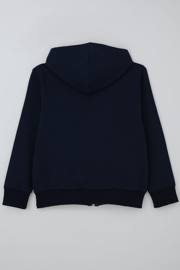 BRE Breeze Boys' Cardigan Basic Hooded Zipper 60 Years, Navy Blue - Brentwood