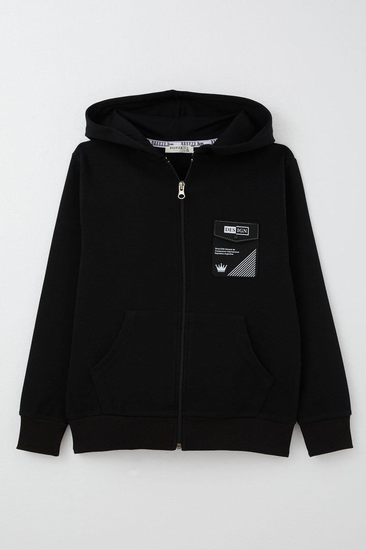 BRE Breeze Boys' Cardigan with Pocket-Look Arm Detail, 84 Years, Black - Ames