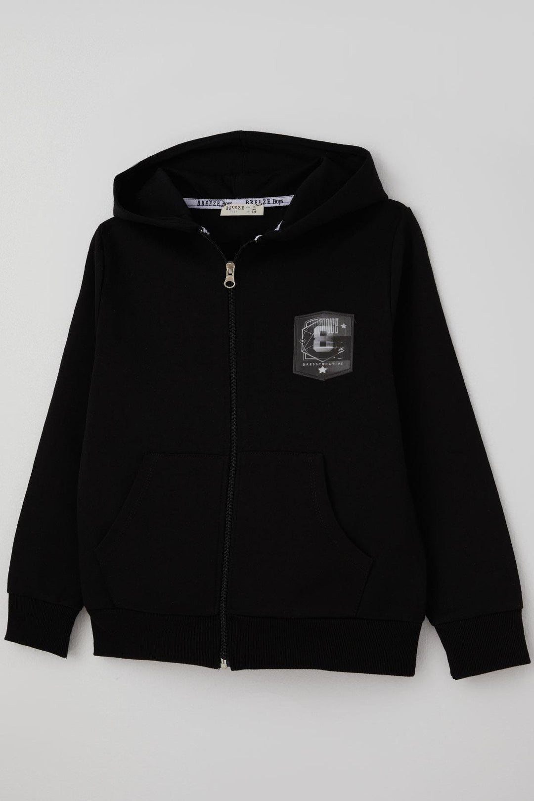 BRE Breeze Boys' Cardigan with Variable Patch Printed Zippered Pocket 84 Years, Black - Joué-lés-Tours