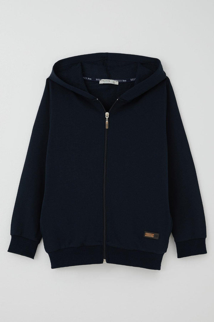 BRE Breeze Boys' Hooded Cardigan with Arm Detail Zipper 60 Years, Navy Blue - Šiauliai