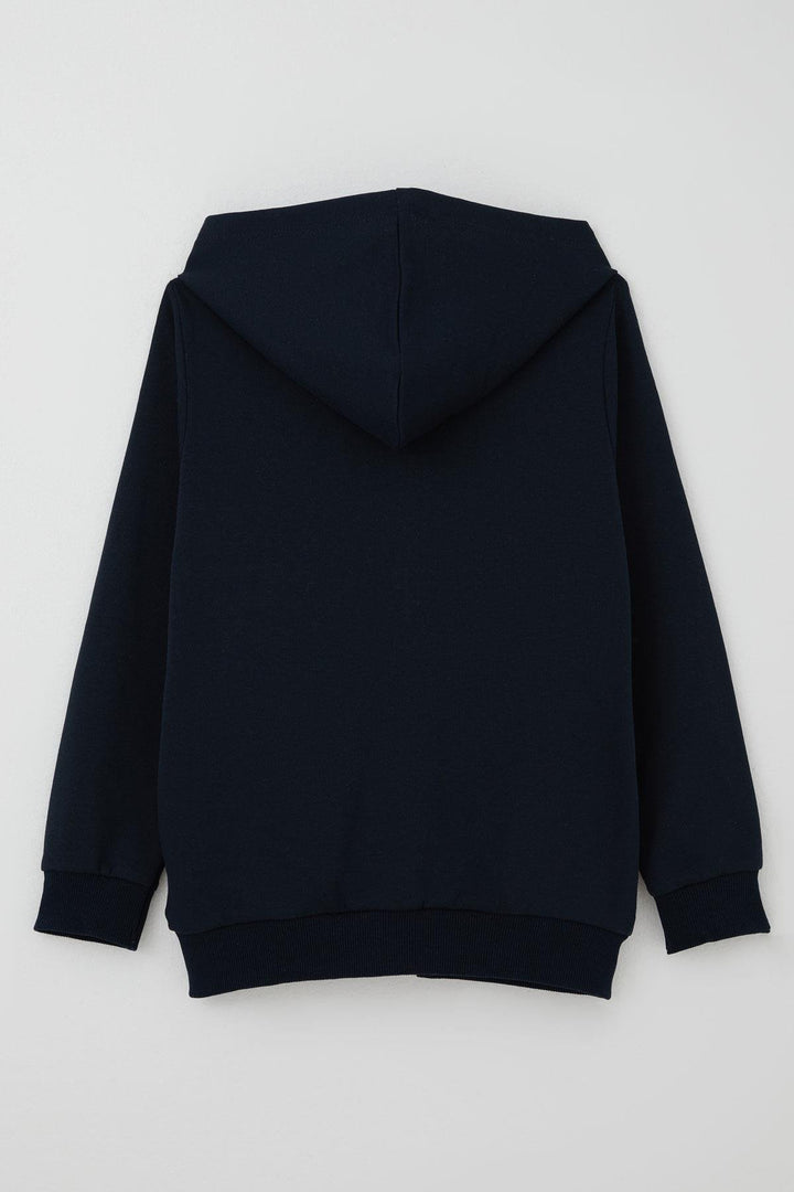 BRE Breeze Boys' Hooded Cardigan with Arm Detail Zipper 60 Years, Navy Blue - Šiauliai