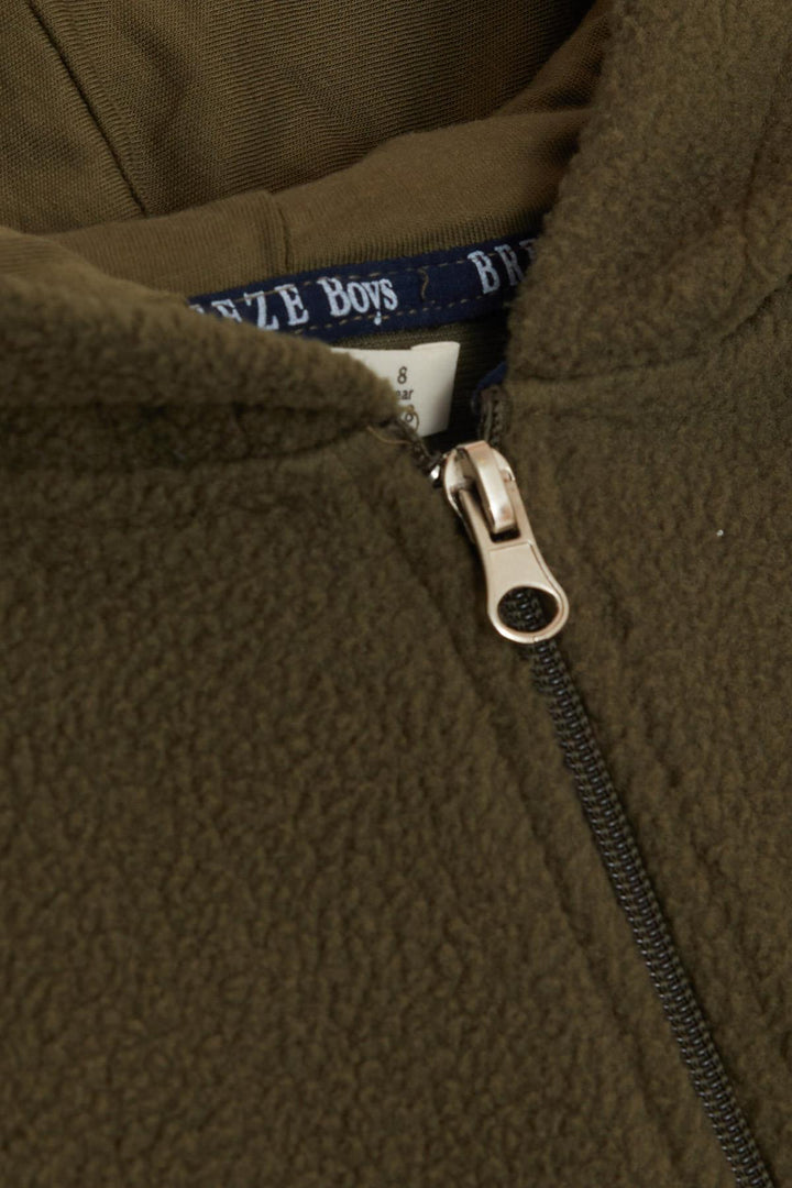 BRE Breeze Girls & Boys Boys' Hooded Zippered Hoodie with Polar Emblem 84 Years, Khaki Green - Lüneburg