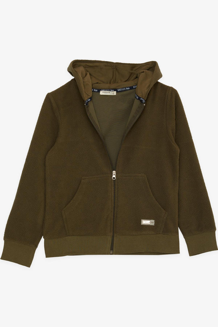BRE Breeze Girls & Boys Boys' Hooded Zippered Hoodie with Polar Emblem 84 Years, Khaki Green - Lüneburg