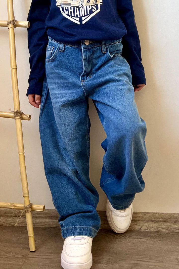 BRE Breeze Boys' Jeans with Zippered Pockets, 5-9 Years, Blue - Wesseling