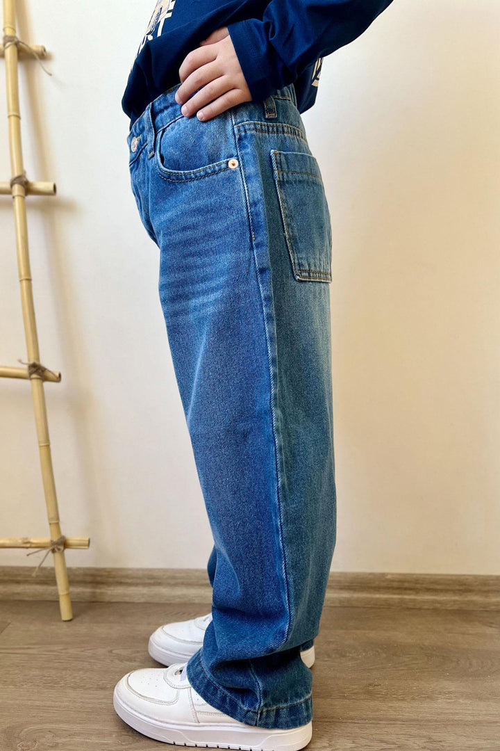 BRE Breeze Boys' Jeans with Zippered Pockets, 5-9 Years, Blue - Wesseling