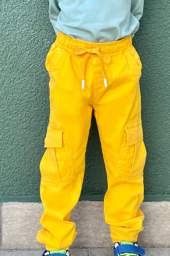 BRE Breeze Boys' Jeans with Elastic Waistband and Pockets, 3-7 Years, Yellow - Bridgeport
