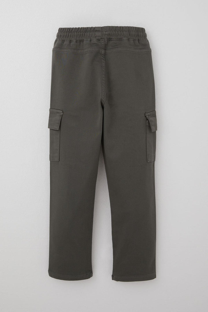 BRE Breeze Boys' Cargo Pants with Elastic Waistband and Pockets, 60 Years, Khaki Green. - Novato