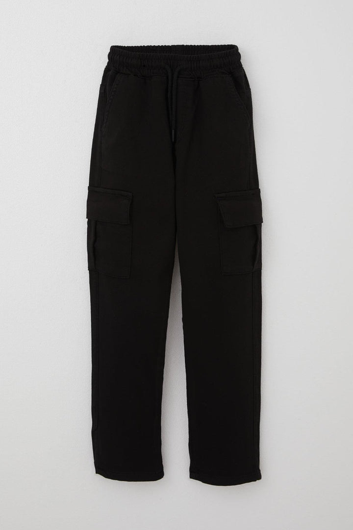 BRE Breeze Boys' Cargo Pants with Elastic Waistband and Pockets, 60 Years, Black - Brăila