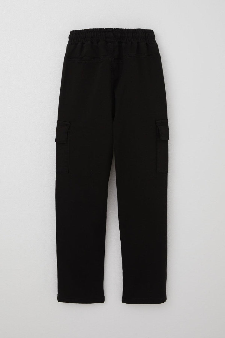 BRE Breeze Boys' Cargo Pants with Elastic Waistband and Pockets, 60 Years, Black - Brăila