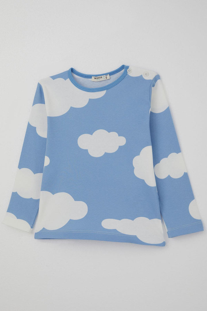 BRE Breeze Erkek Çocuk Pijama Takımı Bulut Desenli 1-3 Yaş, Mavi - Bridgewater